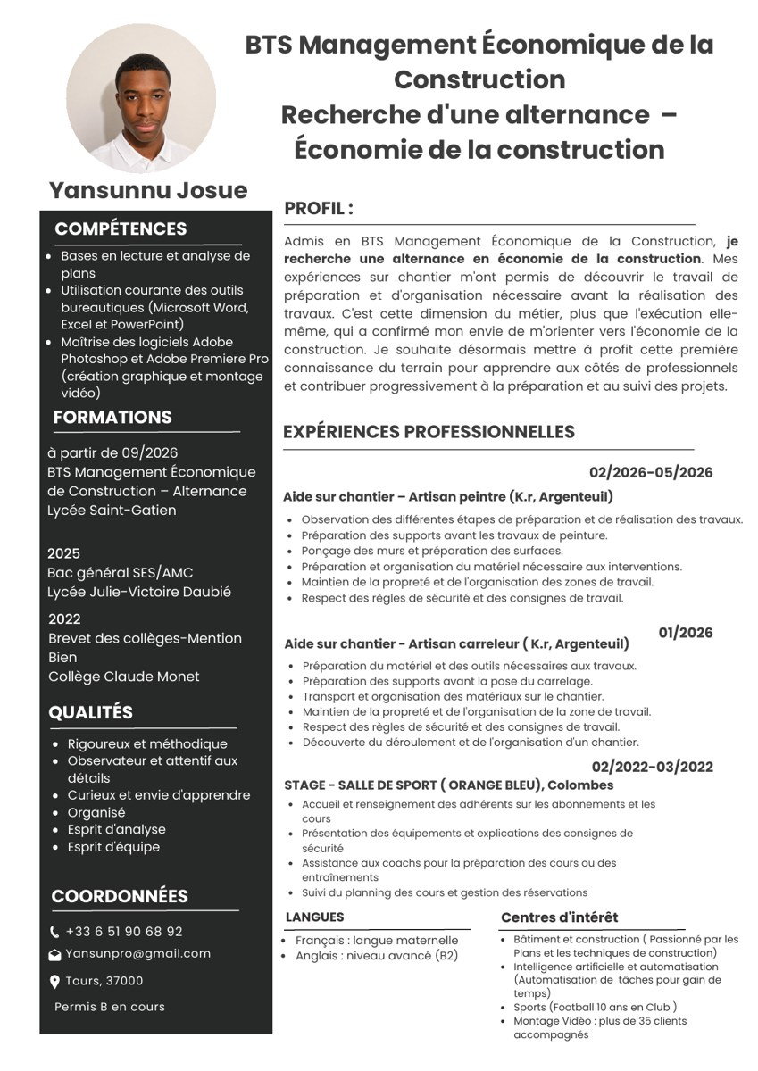 Aperçu du CV de Josué Yansunnu